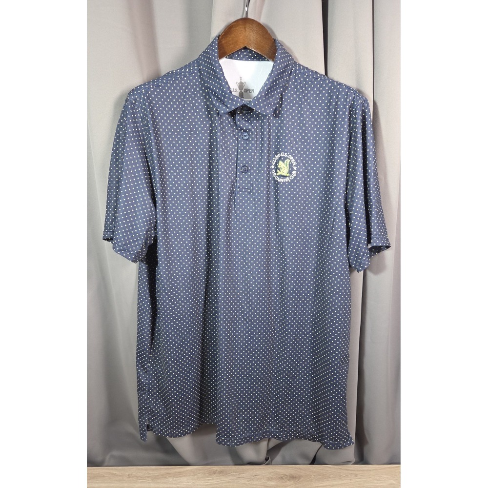 US Open Polo Golf Shirt Mens XL Blue Yellow Dots 122nd Golf Country Club